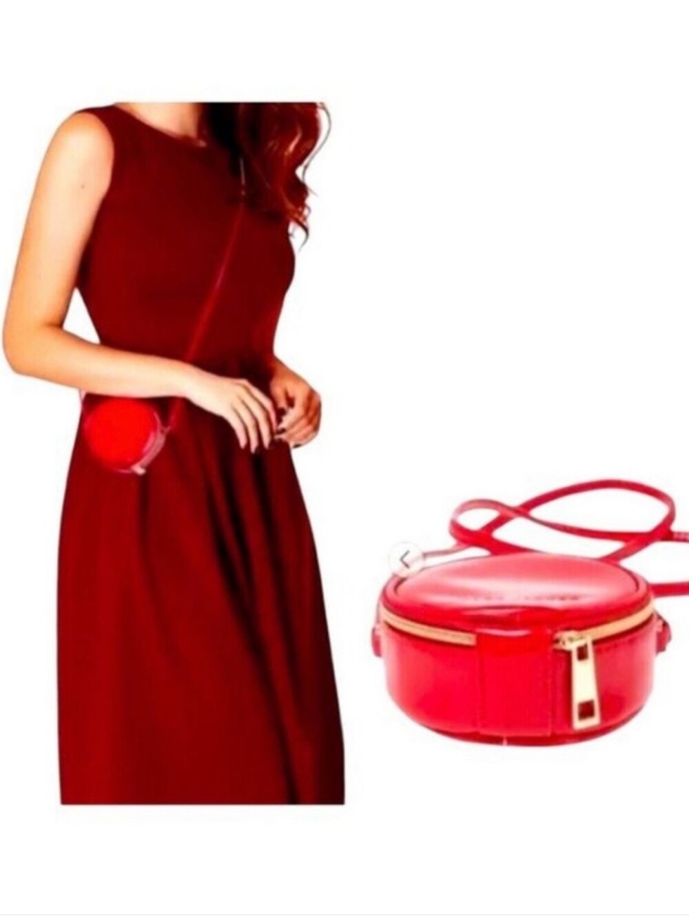 NWOT Marc Jacobs Mini Red Patent Leather Round Crossbody Bag - Picture 2 of 6